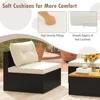 5 Piece Rattan Sofa Set, Patiojoy Outdoor Wicker Furniture Set with Seat & Back Cushions, Square Coffee Table, Garden Sofa Set 4