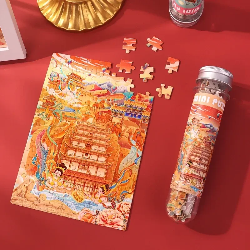 108pc Test Tube Jigsaw Puzzle Chinese Cities & Attractions Mini DIY Jigsaw Puzzle EducationGame Beautiful Scenery Assemble Toys
