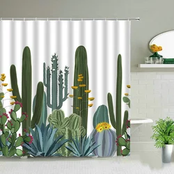 Tropical Palm Leaves Shower Curtain Set with Seasonal Decor Accents - 120x180cm - 47x70in (6137L)