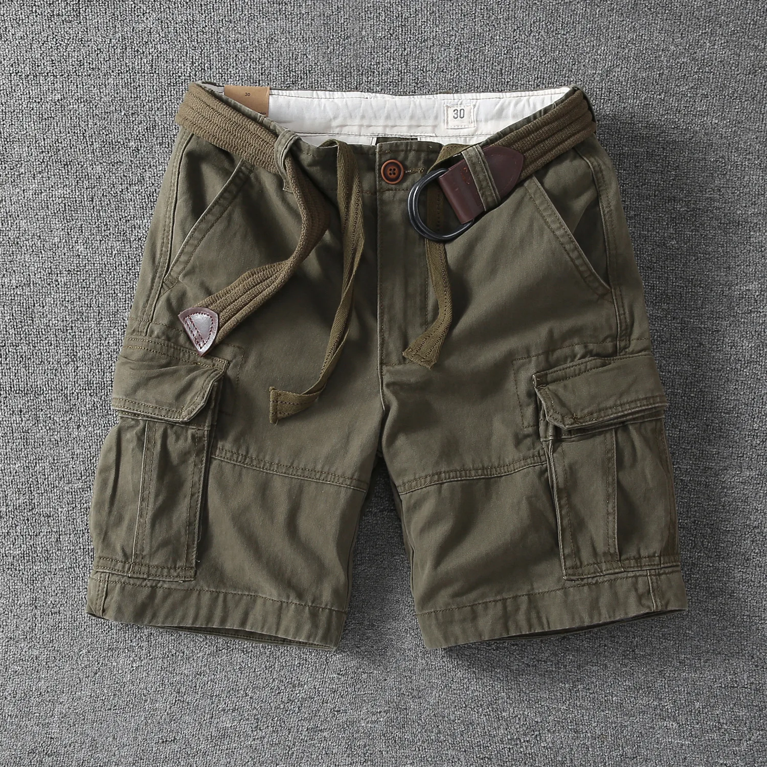 Without belt Asian Size Men's White Camouflage Workwear Shorts Summer Casual Tactical Outdoor Multi Pocket Cargo Shorts 2