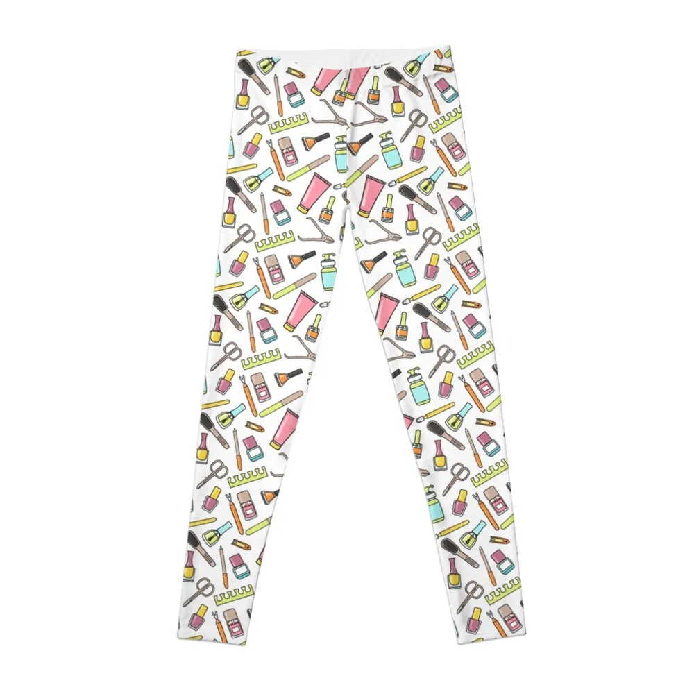 

Pattern of manicure and pedicure doodle equipment. Nail art Leggings gym clothing Womens Leggings