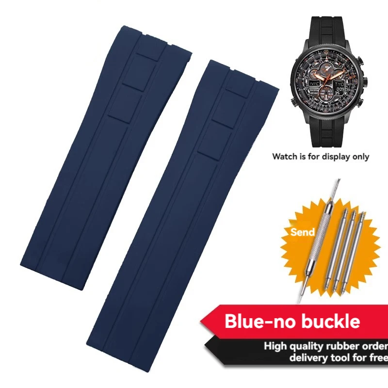Curved End Waterproof Black Rubber Watch Strap