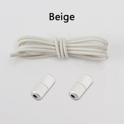 No-Tie Elastic Round Shoelaces for Sneakers - Quick and Easy Rubber Bands for Kids and Adults (Beige)