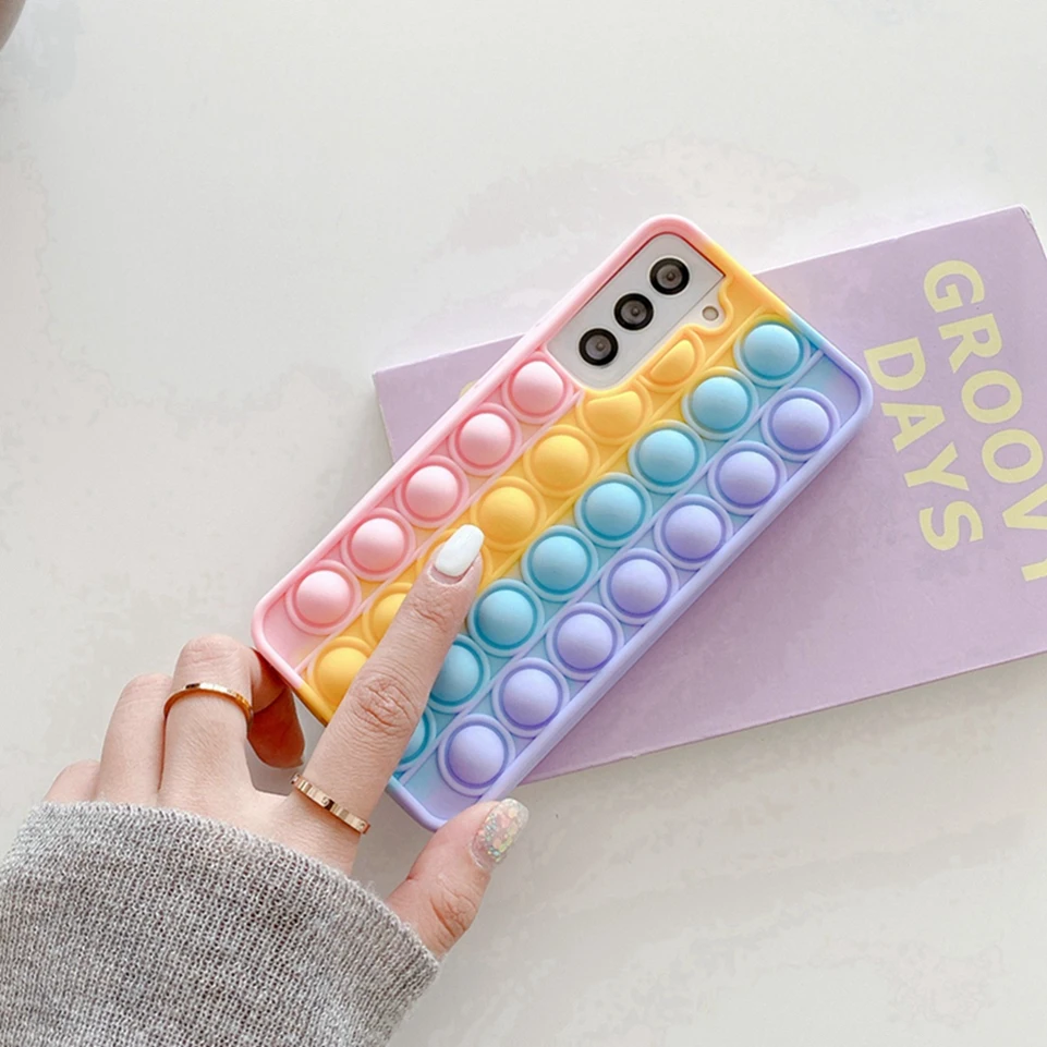 silicone cover with s pen Đẩy Bubble Pop Ốp Lưng Dành Cho Samsung Galaxy Samsung Galaxy S21 Fe 5G S20 Cực S10 Plus S21fe Note 20 10 9 8 S9 Note9 Note10 Note8 S10plus Bao samsung silicone cover