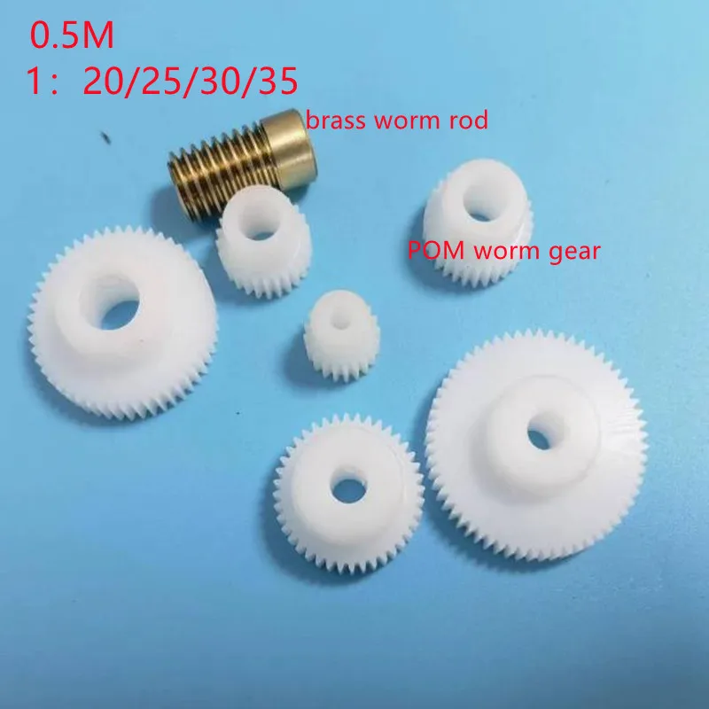 1 sets 0.5M brass Worm rod POM nylon worm gear 120 125 130 135