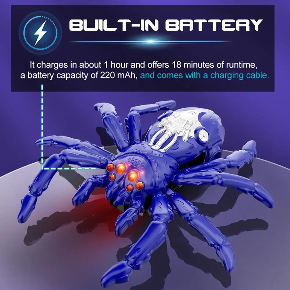 RC Wall-Climbing Spider Toy for Kids Electric Remote-Controlled Realistic Reptile Model-Creative Prank Toy Fun Gift for Kids