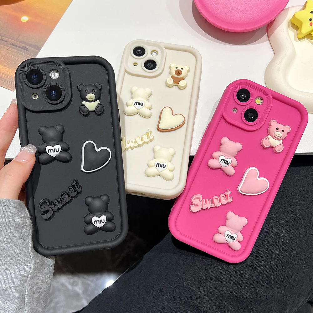 Luxury Cute Bear Phone Case For iPhone 16 Pro Max Funda iPhone thumbnail 3