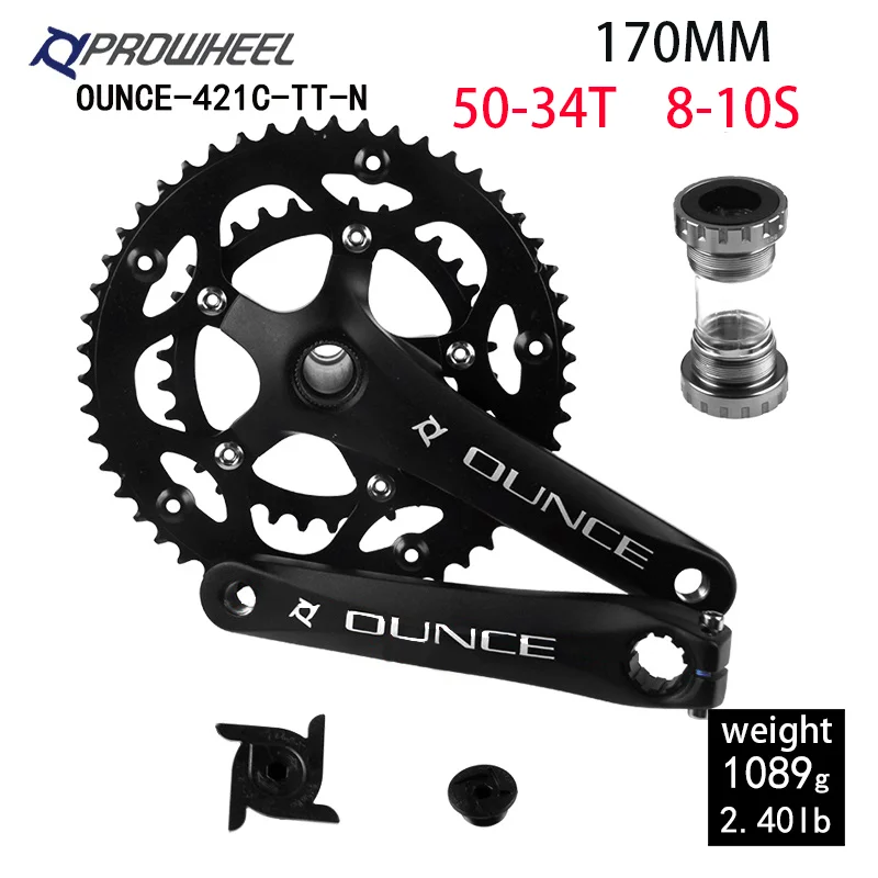 

PROWHEEL 2x Hollow Road Bike Crankset 50T-34T 53T-39T 170mm Crank 110/130 BCD Bottom Bracket Road Bicycle Parts