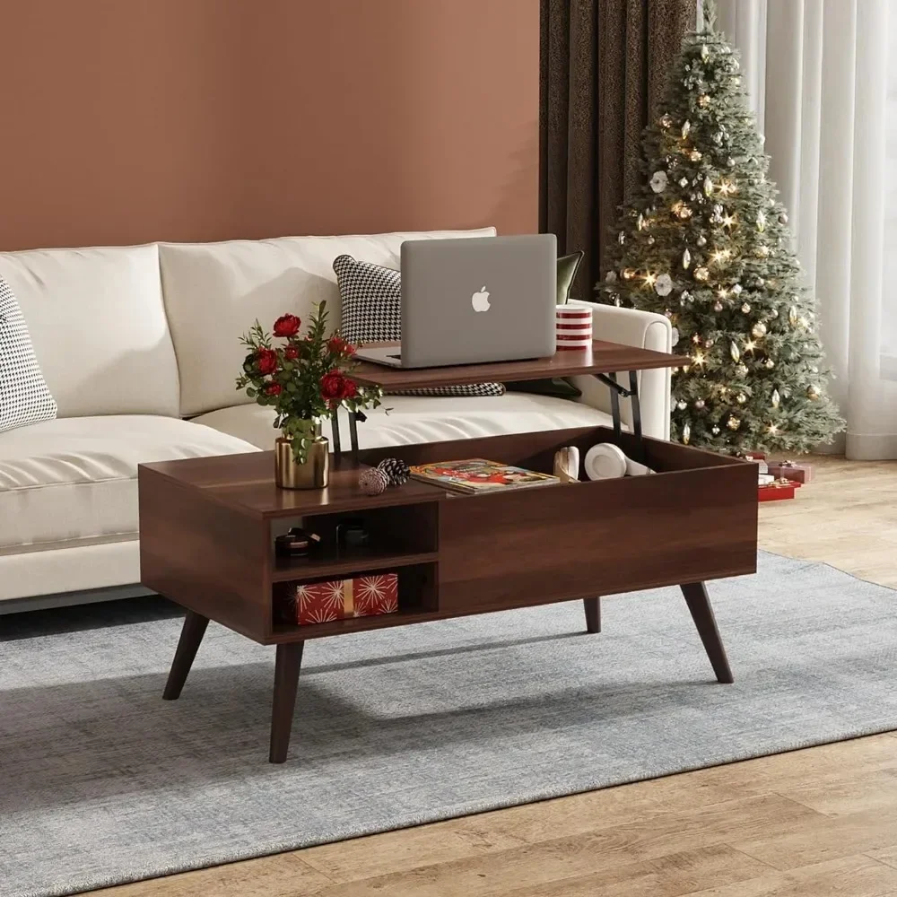 Lift Top Coffee Table for Living Room,Small Coffee Table with Storage,Hidden Compartment and Adjustable Shelf,Mid Century Modern 2