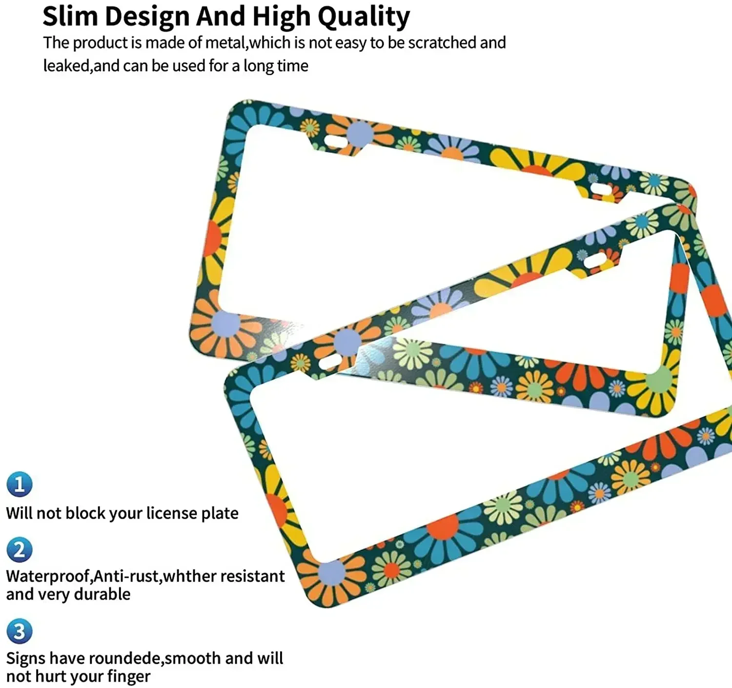 Customizable Aluminum License Plate Frame with HD Image and Text for Cars - Includes Mounting Screws
