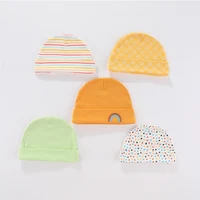 New Born Baby Boy Hats 3/5Pieces Cotton Baby Girls Hats Cartoon 0-6Months Unisex Soft Solid Color Infant Accessories 2
