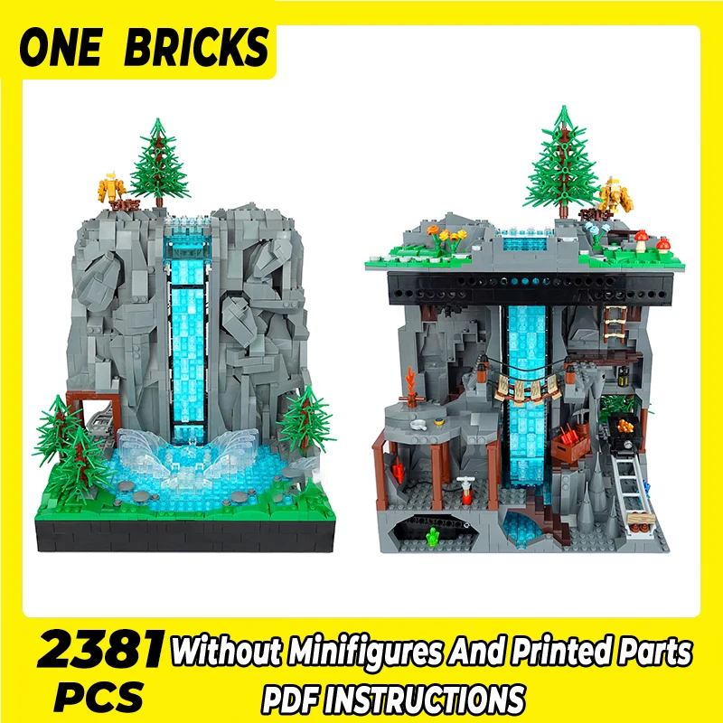

Natural Landscape Model Moc Building Bricks Working Waterfall Technology Modular Blocks Gifts Christmas Toys DIY Sets Assembly