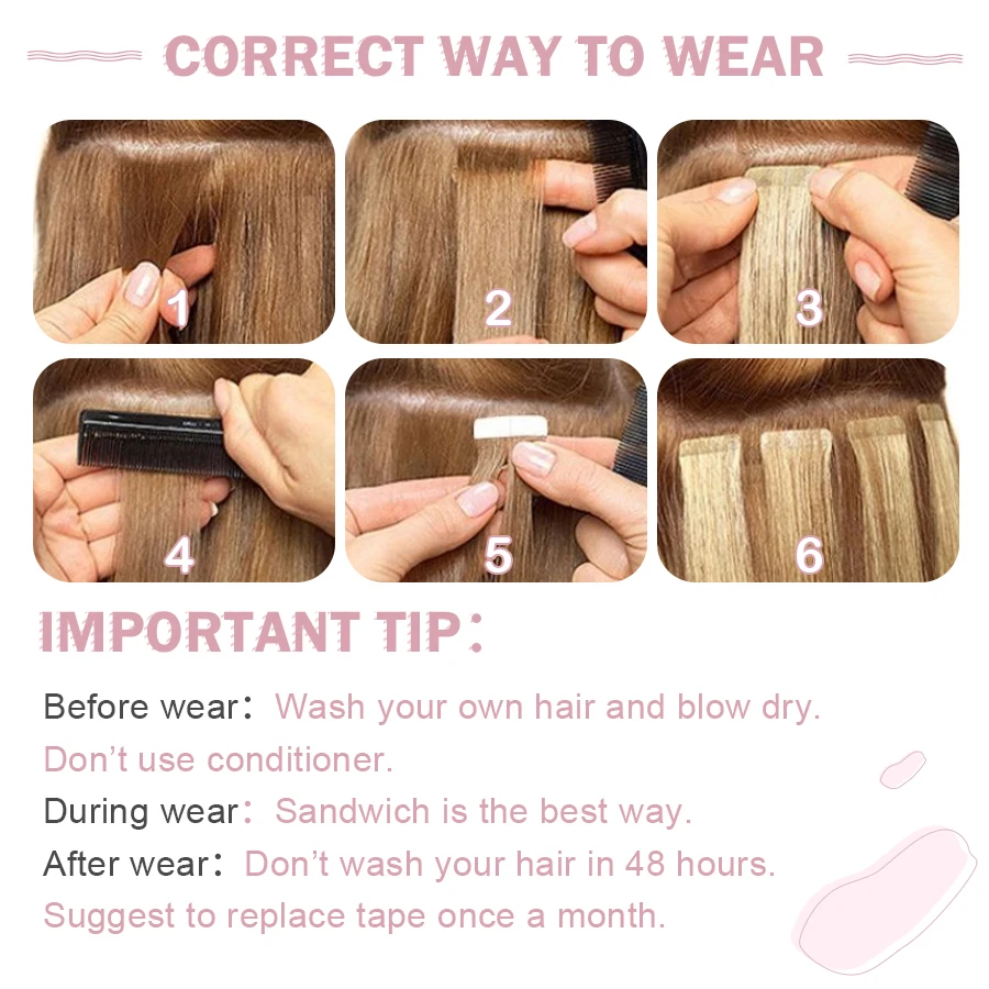 K.S WIGS Tape In Hair Extensions 100% Real Human Hair 10P/20P Invisible Tape Extensions Seamless Pu Skin Weft In