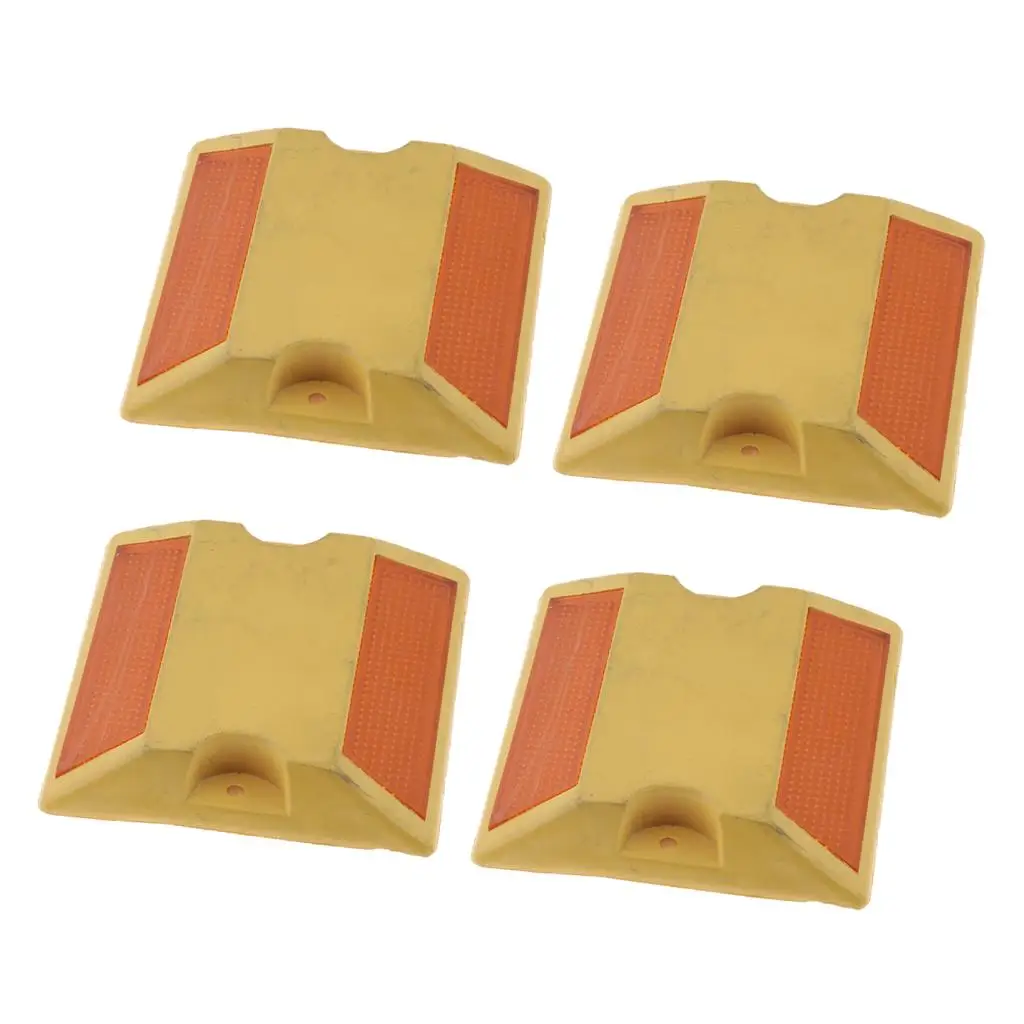 Road Highway Pavement Reflective Marker Reflector-(Yellow) x20mm 4 Pcs road reflectors