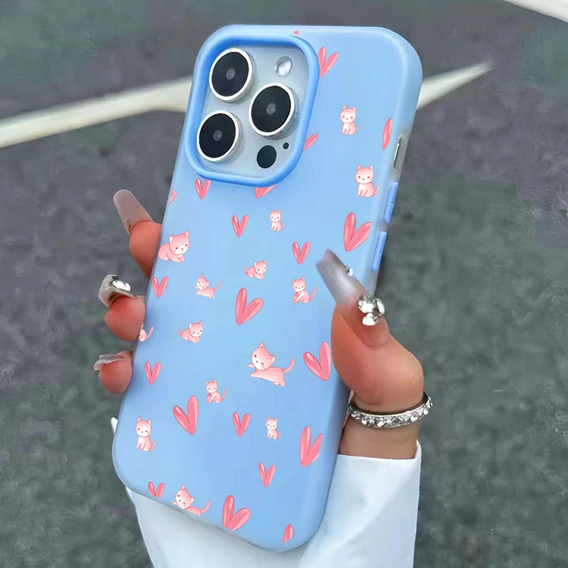 Adorable Cat Hearts Jelly 2-in-1 Phone Case Cover