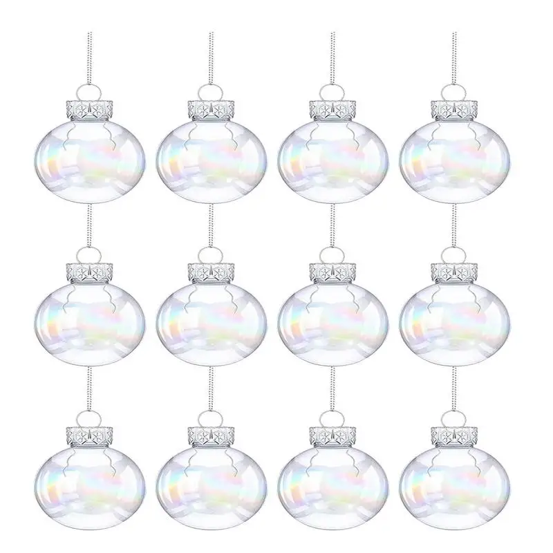

Clear Christmas Balls For Crafts 2.5 Inch Fillable Clear Bulb Ball Iridescent Clear Balls DIY Christmas Tree Party Favor Wedding