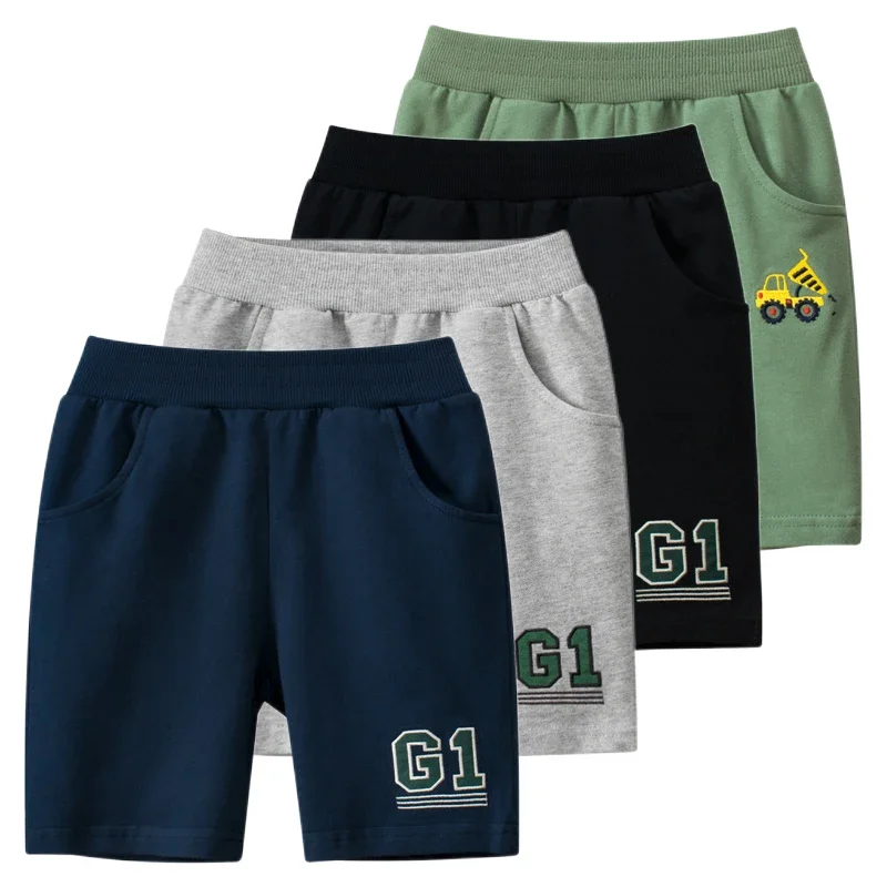 Boys Summer Shorts Elastic Waist Letters Print Sports