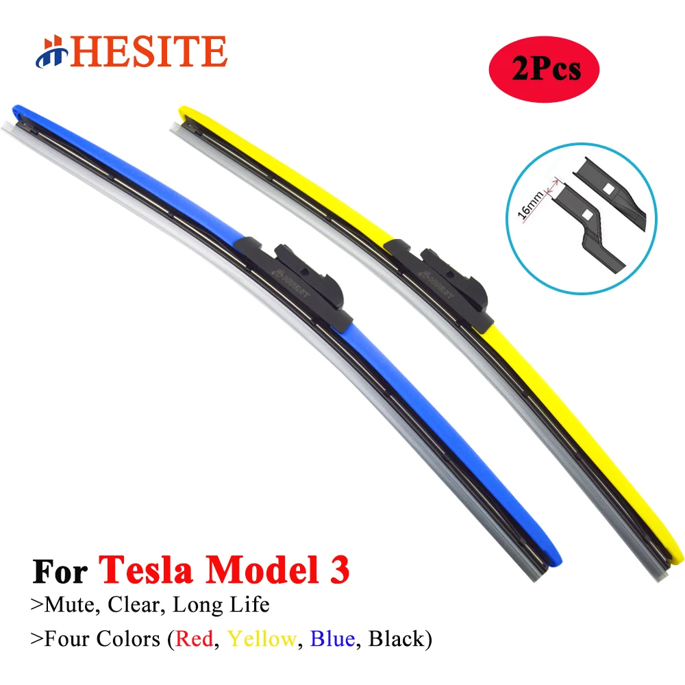 HESITE Colorful Windshield Wiper Blades For Tesla Model 3 Sedan 5YJ3 EV