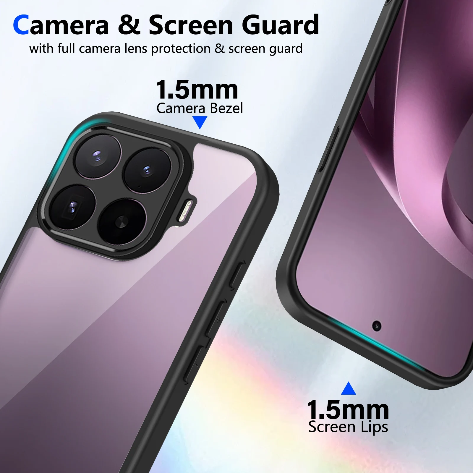 Air Cushion Shockproof Anti-Slip Silicone TPU Bumper with Clear Matte Hard Back Cover