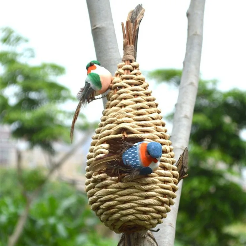 Outdoor Hanging Hand Made Nest Bird Hut Hand Woven Humming Natural