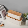 Cable Management Box Bamboo Cover Wire Junction Board Storage Box Hide Wires Power Strips Desk Computer Cable Organizer Box 4
