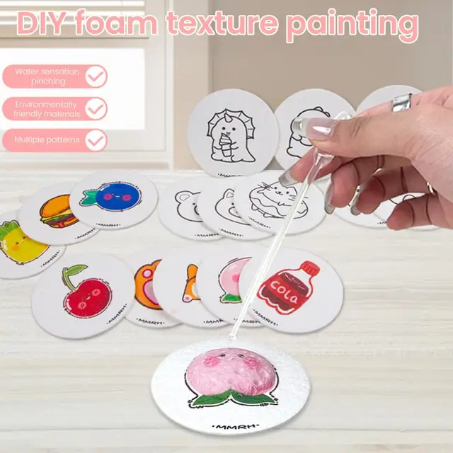 Carta da pittura vuota con texture in schiuma Disegno 3D Spugna magica su tela con pennello ad acqua Carta da pittura gonfia bianca per artigianato artistico fai-da-te 1