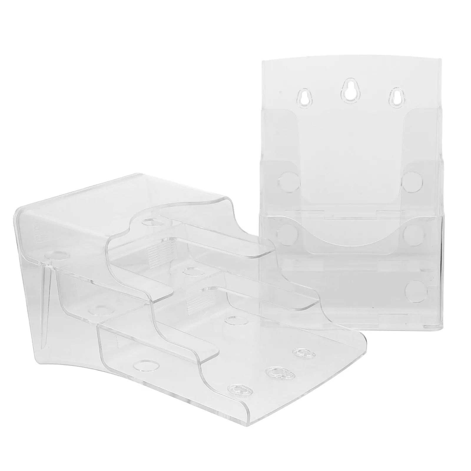 2Pcs 아크릴 브로셔 홀더 투명 전단지 디스플레이 스탠드 사무실 홈 뱅크용 경량 휴대용 문서 정리함