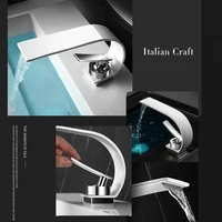 BAKALA Curve  Single Handle Hot And Cold Water  Faucet Waterfall Water Bathroom Sink Faucet 304 Stainless steel Mixer Tap 4