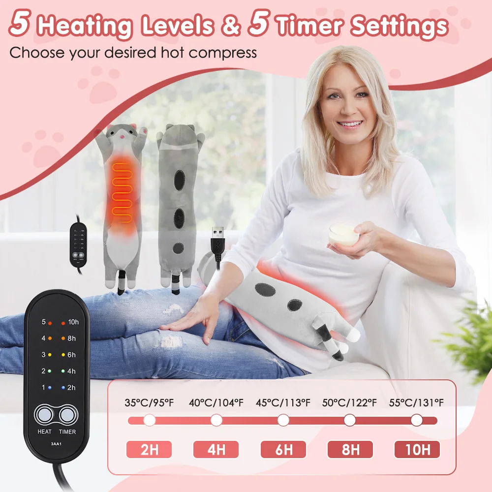 USB Heating Pad Period Heated Pillow Menstrual Colic Heater Cramps Period Neck Shoulder Pain Relief Hot Compress Heating Pad