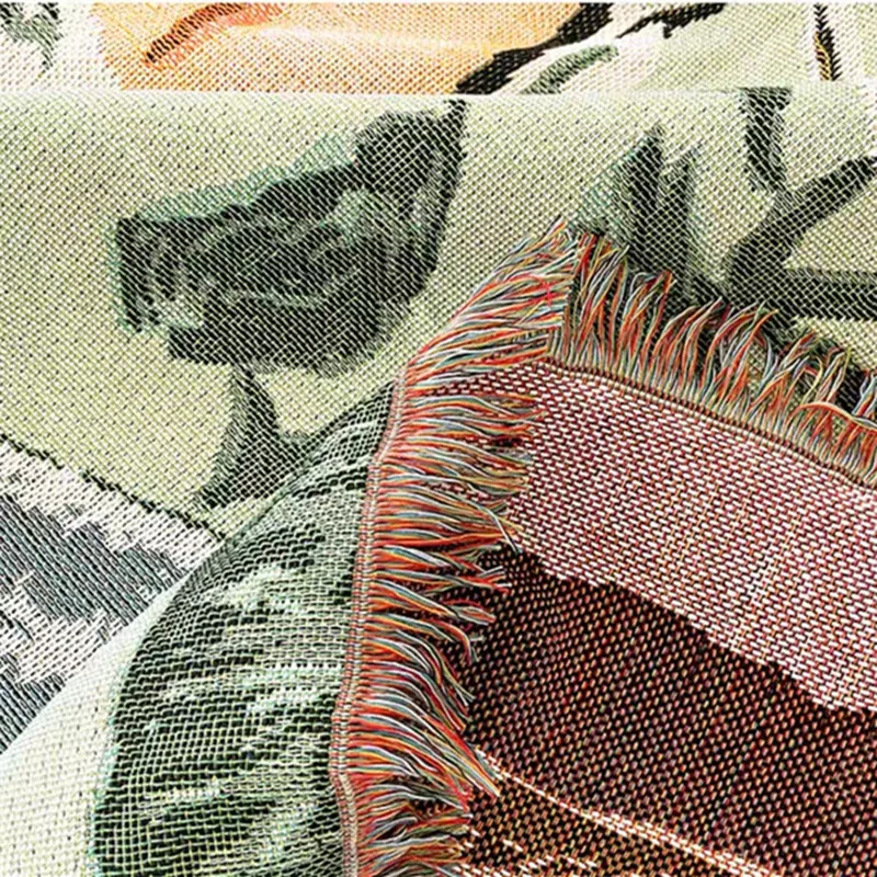 Couvertures décontractées vintage pour femmes, teint en fil, peinture à l'huile, jeté, tapisserie murale, jacquard tissé, housse de canapé, polymères de pique-nique, 160x130cm