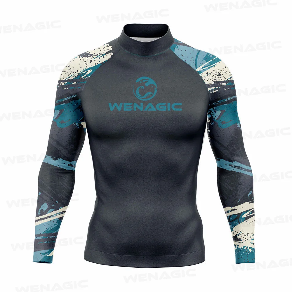 Summer New Men's UV Protection Rash Guard Diving Surf t Shirt Swimming T-shirt Swimsuit Beach Swimwear Long Sleeve Surfing Suits