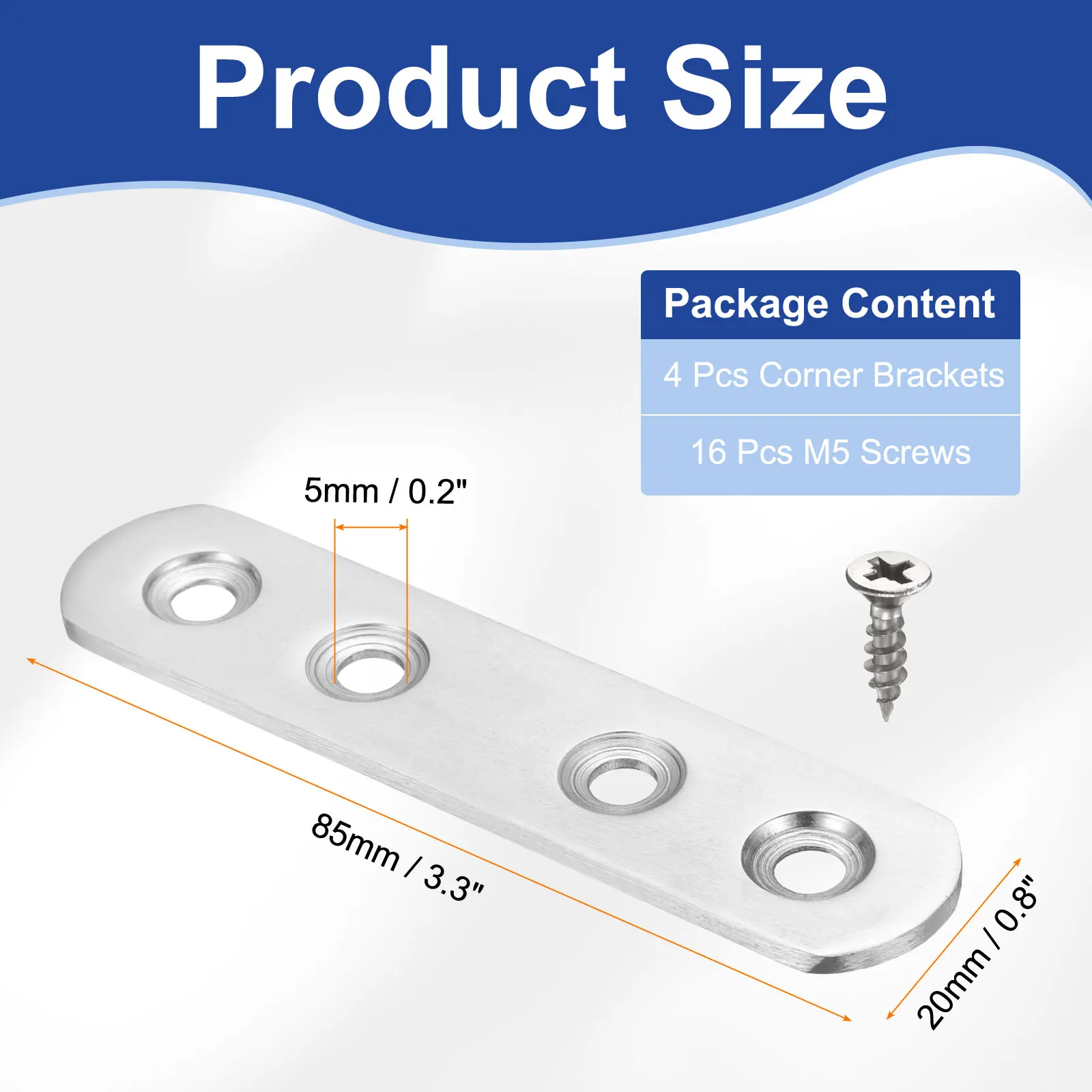 4-20 יחידות תושבת ישרה מפלדת אל-חלד לתיקון פלטת פינה מחבר ללוח עץ מיטה רהיטים