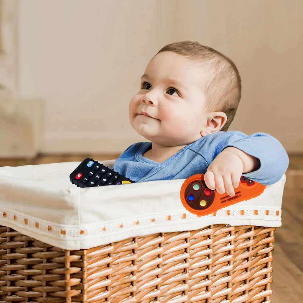 Silicone Teething Toys Teething Toys 1Pc Baby Silicone Teether Remote Control Shape Teether Rodent Gum Pain Relief for Kids