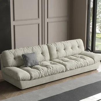 이탈리아 스타일 클라우드 소파 거실 심플한 과학 기술 워시 프리 천 인라인 소파 다운 라이트 럭셔리 조합