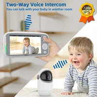 Moniteur vidéo pour bébé, 5 pouces, 720P, avec Zoom panoramique et inclinaison, caméra de Surveillance, interphone bidirectionnel, Vision nocturne automatique, écran IPS, pour bébé nounou 4