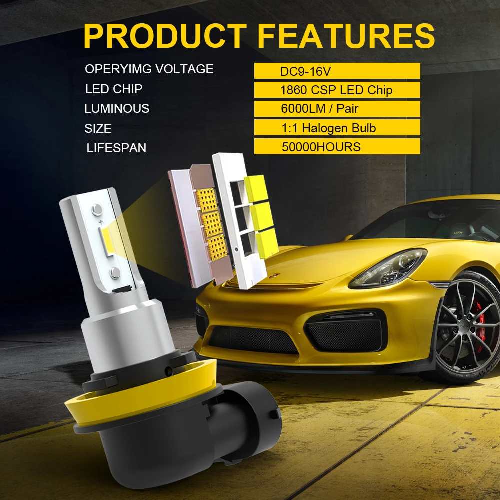 High-Output Dual-Color LED Fog & DRL Lights - Yellow & White