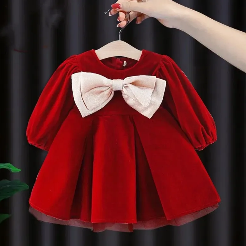 

Baby Princess Dress Long Sleeve Warm Christmas Sweet Dresses Autumn Winter Baby Girls Clothing Toddler 1st Birtday Dress Vestido