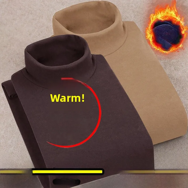 Half turtleneck [solid color] coffee + khaki