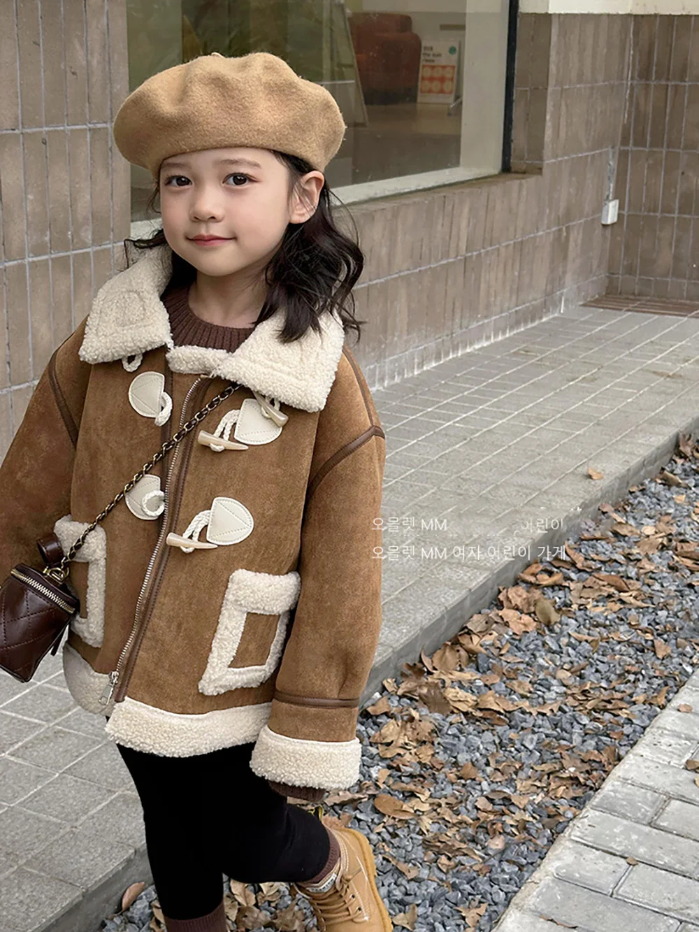 

Fall Winter Baby Girls Thick Lamb Wool Coat 3-12 Years Children Fashion Fur Collar Zipper Woollen Jacket New Simple Kids Clothes