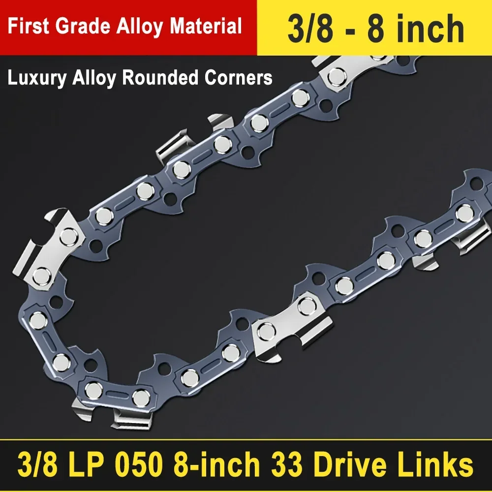 High-Performance 8 Inch Alloy Chainsaw Chain Guide Bar Kit 33 Drive Links 3/8"LP Pitch 0.050" Guide Tooth Thickness Electric Saw 4