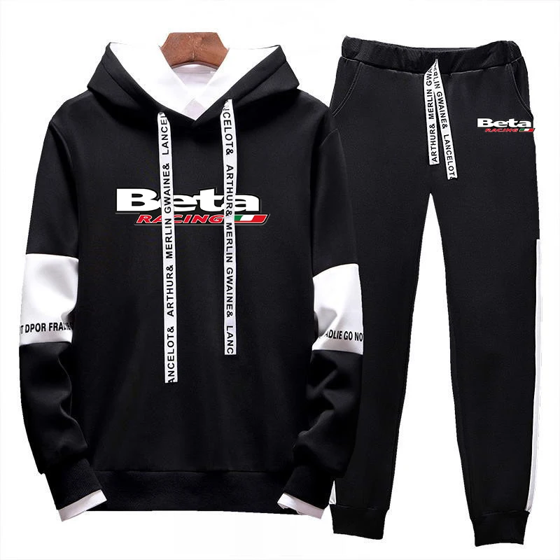 цена 2024 Spring and Autumn Men's Beta Racing Motorcycle Cross-country Logo Printing Hooded Sweatshirt Sports Trousers Lace Set