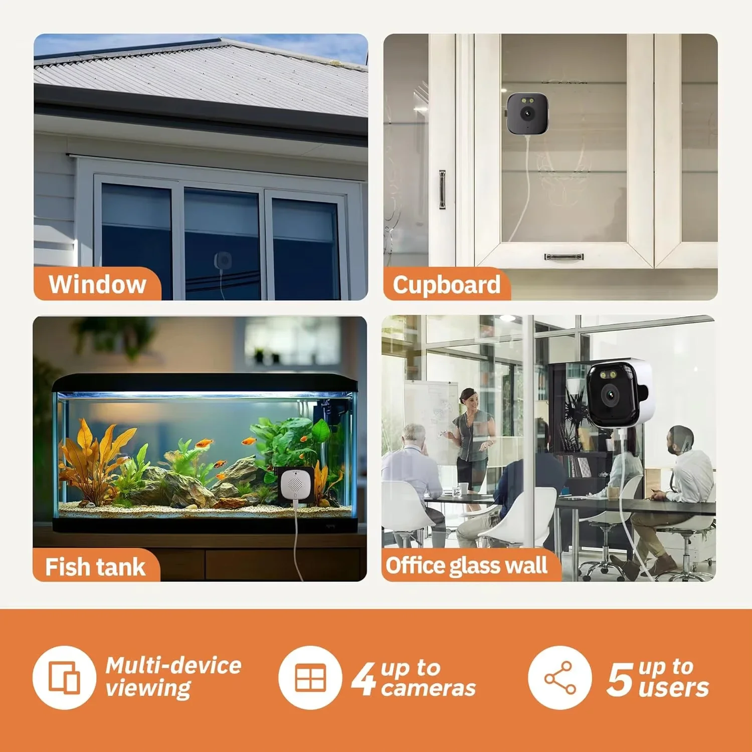 Mini Window Camera Replaces Outdoor Cameras 2.4/5GHz WiFi Camera 3MP Resolution Full-Color Night Vision Through Window Camera 2