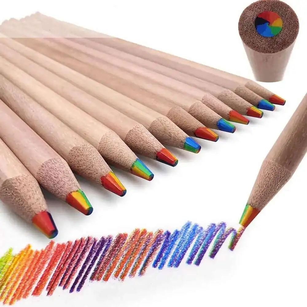 1 pezzo creativo arcobaleno 7 colori matita rotonda cancelleria scuola forniture per ufficio premio studente Kawaii semplice - immagine 2
