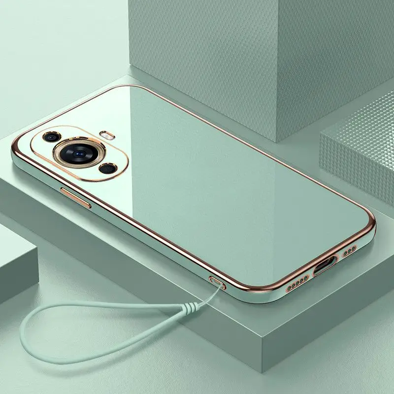 Premium Silicone Back Cover with Straight Frame & Square Plating