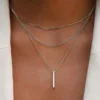 Collier empilable à trois couches en argent Sterling 925 pour femmes, pendentif à bande Simple, étanche, hypoallergénique, chaîne de clavicule, bijoux