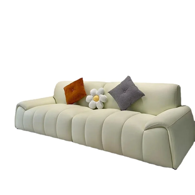 

Qf Minimalist Living Room Simple Piano Keys Three-Seat Straight-Row Sofa