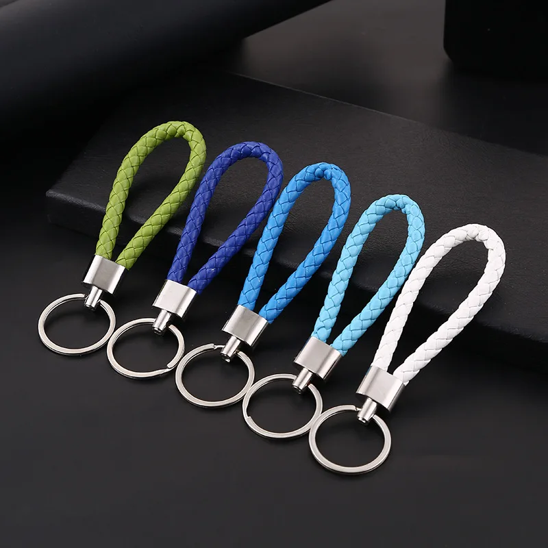 LLavero De Cuerda Tejida Trenzada De Cuero PU, Llavero Con Colgante Para Bolso DIY, Llavero De Baratija Para Coche, 1 Ud
