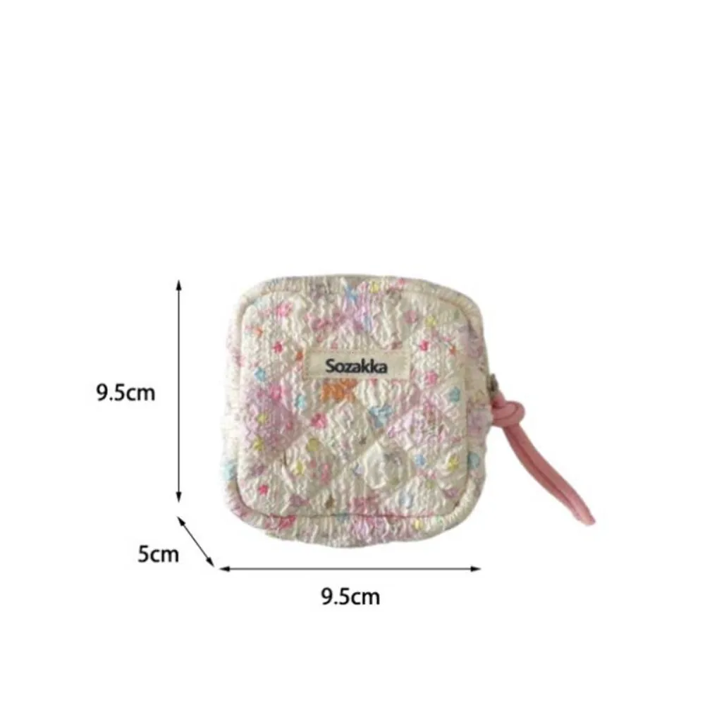 Mini Cute Square Cosmetic Bag Women Portable Earphones Lipstick Sanitary Napkins Storage Pouch Small Makeup Zipper Bags Purse