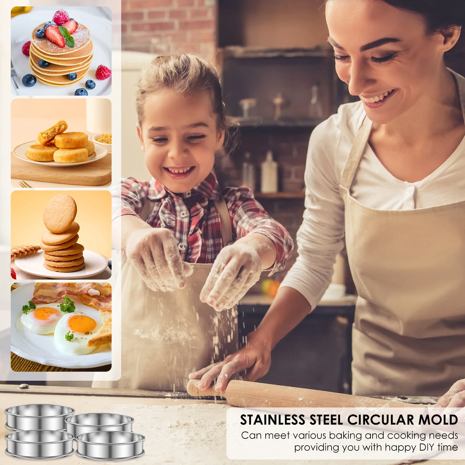 16PCS Anello per Torte, Anello Crostata Forato, Perforato per Mousse Anelli, Anello Microforato