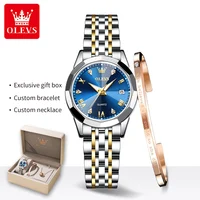 OLEVS 9931 Quartz Women Watch Original Stainless Steel Dual Calendar Luxury Top Brand Waterproof Ladies Watches Jewelry Set Hot
